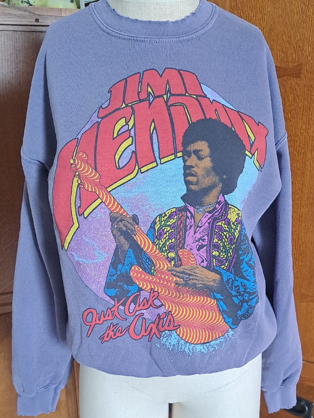 MadeWorn Jimi Hendrix Axis Bold As Love Distressed Crewneck Sweatshirt USA NWO S